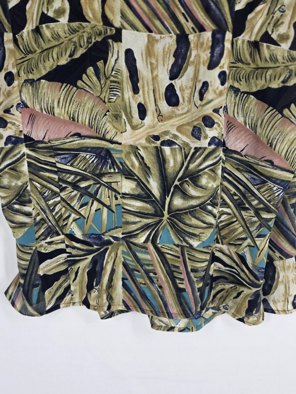 Vintage Le Caviar Tropical Palm Leaf Faux Wrap Blouse Women's M Resort Coastal - Picture 10 of 14